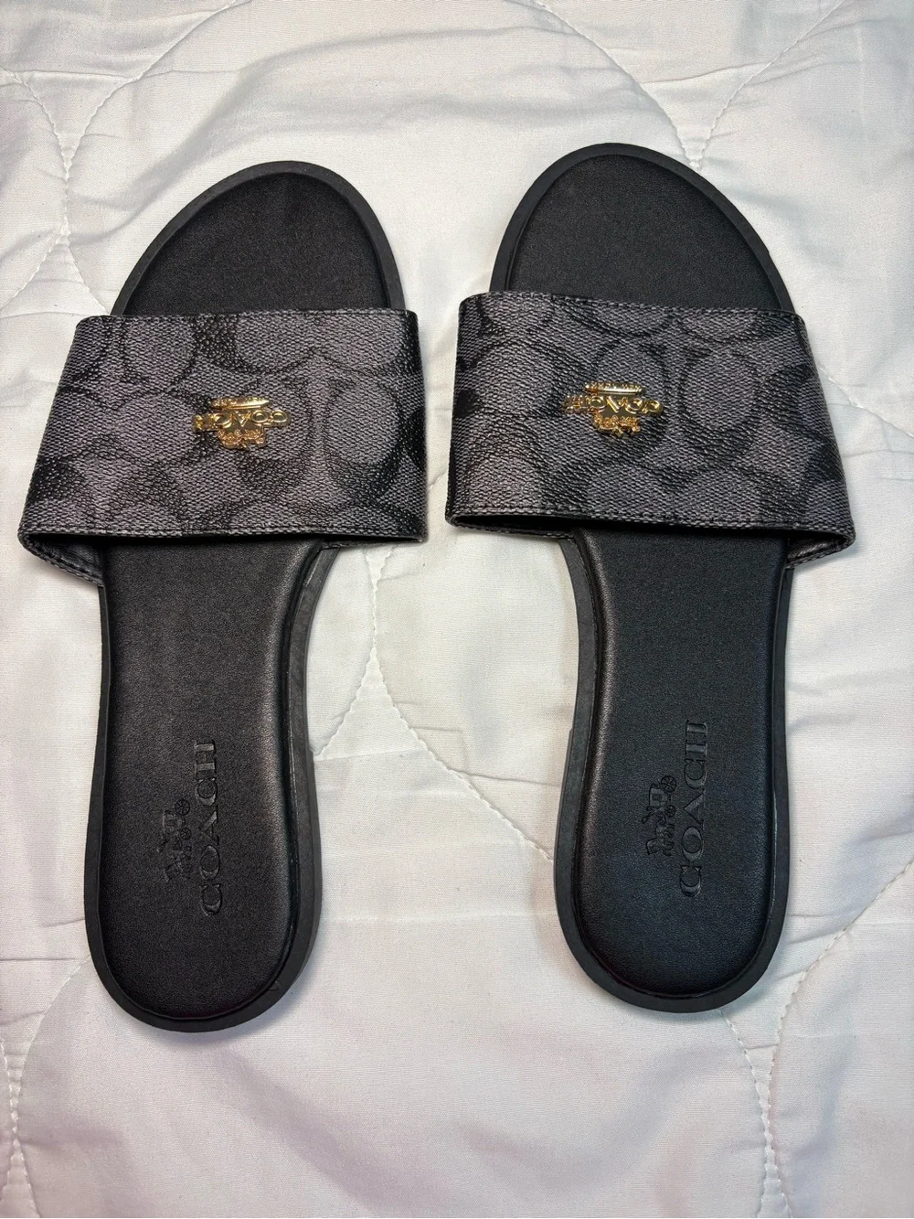 Coach women Black Slide Sandals